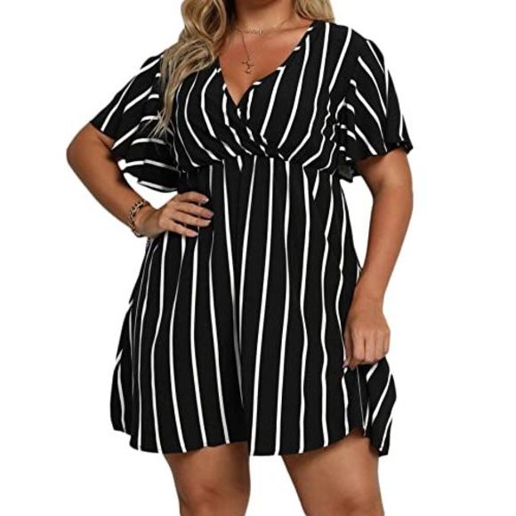 Floerns Women's Floral Wrap V-Neck Long Dress – Short Sleeve, A-Line, Boho Summer Dress - View #5